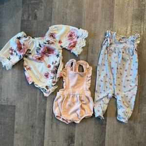 Set of 3, baby girl summer one pieces, 3-6 months